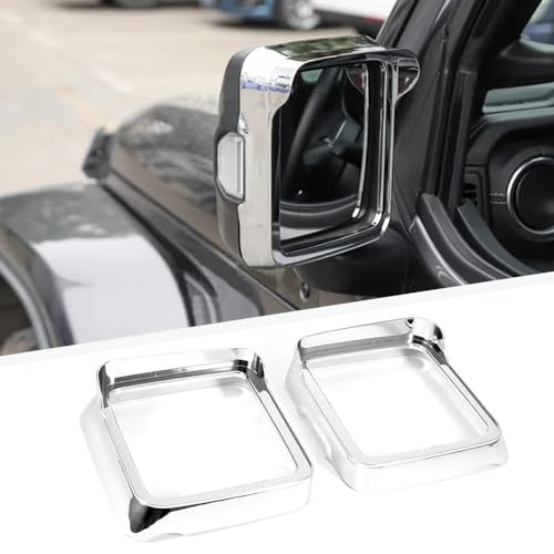 2PCS Rear View Mirror Protector Frame Rain Visor Eyebrow Guard Rearview Side Mirror Cover Trim Compatible with Jeep Wrangler JL Gladiator JT 2018-2025 Car Exterior Accessories (Chrome) - color: Chrome
