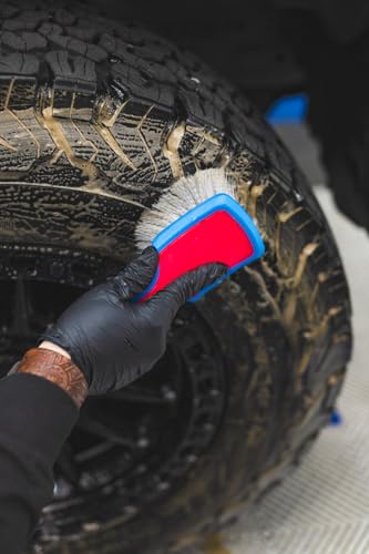 Detail Factory - ProGrip XL Tire Brush - Ergonomic ProGrip Handle - Stiff Synthetic Bristles to Cut Through Grime - Octane Underglow - color: Pink/Blue, size: X-Large