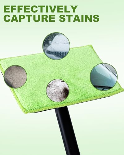 5PACK Microfiber Pads 6 * 4inch Replacement Heads Cover for Pivot Windshield Cleaner Tool, Car Windshield Cleaner Tool Pads, Washable Reusable Triangle Heads (Green), Handle Not Included