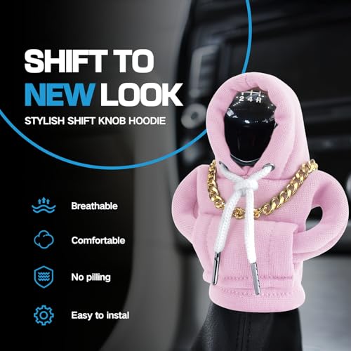 Funny Gear Shift Hoodie Cover, Car Shifter Knob Sweatshirt, Universal Stick Shift Cover for Car Gear Handle - color: Pink