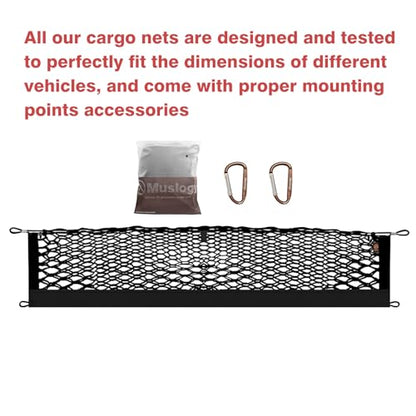 Muslogy Truck Bed Cargo Net Trunk Netting Compatible with 2015-2020 Chevy Tahoe | GMC Yukon | Cadillac Escalade Accessories, Pickup Cargo Organizer SUV Sedan Storage Net w/Heavy Duty Carabiners - style: 2015-2020 Yukon & Tahoe & Escalade