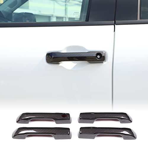 Aunginsy Auto Exterior Door Handle Protective Trim Cover Compatible with Toyota Tundra/Sequoia 2022-2024 Car Front Rear Outside Door Handle Outer Trim Cover Protector Decoration Covers ABS Accessories - color: Carbon Fiber Pattern