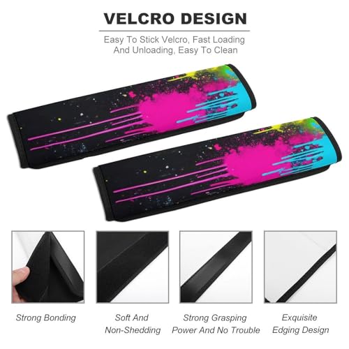 Comfortable Cushion Pad Car Shoulder Strap Harness Pad, Paint Splatter Dark Colorful 2PCS Car Belt Covers - color: Color850