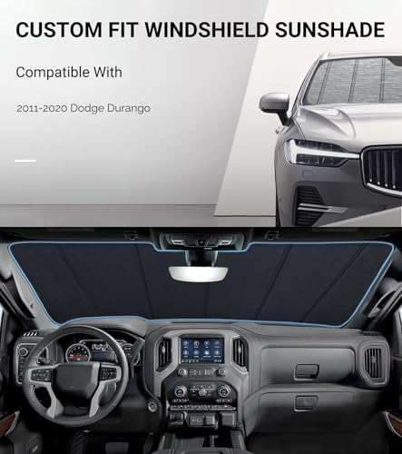 Pigenius Windshield Sun Shade for Dodge Durango 2011-2020 Front Window Sunshade - Metallic - color: Metallic Silver, size: 2011-2020 Durango