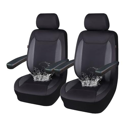 Flying Banner AquaShield Front car seat Covers Set Waterproof Water Resistant arm Rest Shoulder Seatbelt Compatible Truck Protectors Universal Non Slip (Black Neoprene, Front Pair) - color: Black Neoprene, size: Front Pair