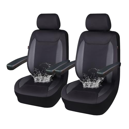 Flying Banner AquaShield Front car seat Covers Set Waterproof Water Resistant arm Rest Shoulder Seatbelt Compatible Truck Protectors Universal Non Slip (Black Neoprene, Front Pair) - color: Black Neoprene, size: Front Pair