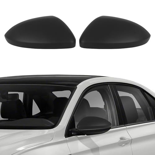 Rearview Mirror Cover Cap Compatible with VW Jetta 2019 2020 2021 2022 2023 2024, 【Only for US Version Without Turn Signals】, Clip-on Passenger & Driver Side Door Mirror Housing Cap Trim, Matte Black - color: Matte Black, size: Left + Right