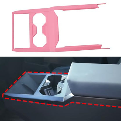 Barong for Tesla Cybertruck Accessoriess Interior Stickers Car Gear Shift Panel Water Cup Cover Trim Frame Decal Pink - color: Gear Shift Panel Water Cup Cover