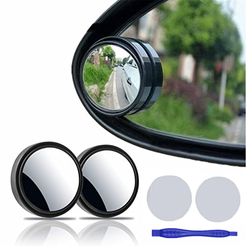 2 pcs Blind Spot Mirrors, 2" Round HD Glass Convex 360° Wide Angle Side Rear View Mirror with ABS Housing for Cars SUV and Trucks, Black, Pack of 2 - color: Black, size: 2 Inch