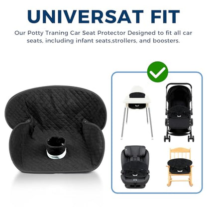 2 Pack Car Potty Training Seat Protector, Waterproof Toddler Carseat Potty Training Cover, Piddle Pads & Liners for Baby,Washable Non-Slip Leak-Proof Potty Pee Protector (Black) - color: Black