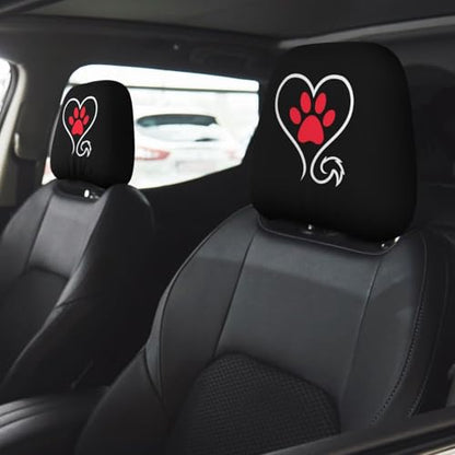Paw Footprint Car Headrest Covers 2 Pack Pet Dog Headrest Wrap Protection Paws Soft Elastic Fabric Head Rest Cover for SUV Truck Sedan Van, Black - color: Paws