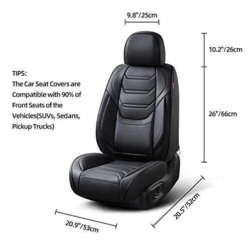 TIEHESYT Car Seat Covers Full Set, Breathable Leather Automotive Front and Rear Seat Covers, Car Seat Protectors Full Set, Compatible with Most Vehicles, SUV (Elegant Black, Front Pair and Rear) - color: Elegant Black, size: Front Pair and Rear Headrestle