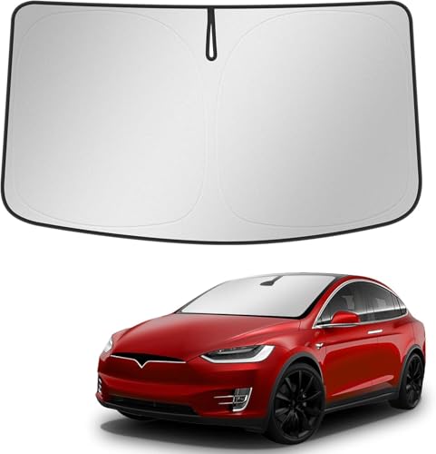 BASENOR Upgraded Sunshade for Tesla Model X Windshield Sunshade Folding Sun Visor Protector (Proprietary Design) Sun Shade Cover with a Storage Bag Fit Model X 2021-2026 - size: Model X