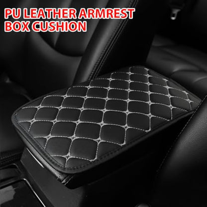HZEL Car Center Console Cushion Pad, PU Leather Vehicle Armrest Protection Cover, Waterproof Automotive Interior Arm Rest Seat Box Mat Accessories, Universal for SUV, Sedan, Truck (Black/Gray) - color: Black/Gray