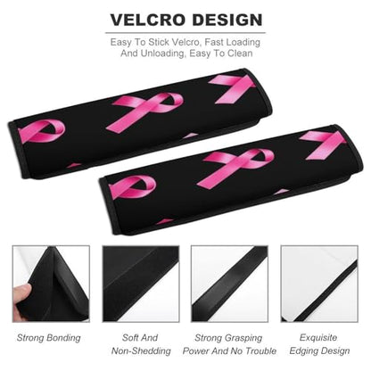 Women's Car Belt Covers, Breast Cancer Awareness Ribbons Black Fashion Cushion Pad Car Shoulder Strap Harness Pad - color: Color347