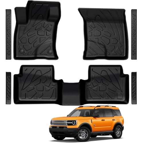 Floor Mats for Ford Bronco Sport 2026 2025 2024 2023 2022 2021, TPE All Weather Durable Floor Liners Door Sill Guards for Ford Bronco Sport Big Bend Heritage Outer Banks Badlands Accessories - size: 2021-2025 | For Ford Bronco Sport