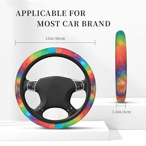 Rainbow Tie Dye Elastic Steering Wheel Cover Universal 15 Inch - color: 17