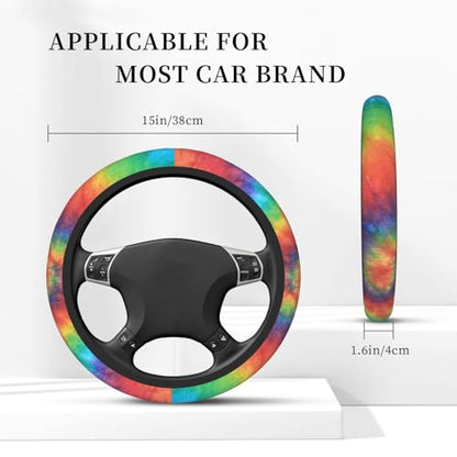 Rainbow Tie Dye Elastic Steering Wheel Cover Universal 15 Inch - color: 17