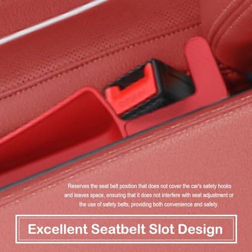 Car Seat Gap Filler Organizer, 2 Pack No-Drop Seat Side Gap Filler Plug Strip with Storage & Belt Slot, Universal Fit Auto Catcher Fill The Gap Between Seat & Console for Car, SUV, Truck, Red - color: Red, TPE