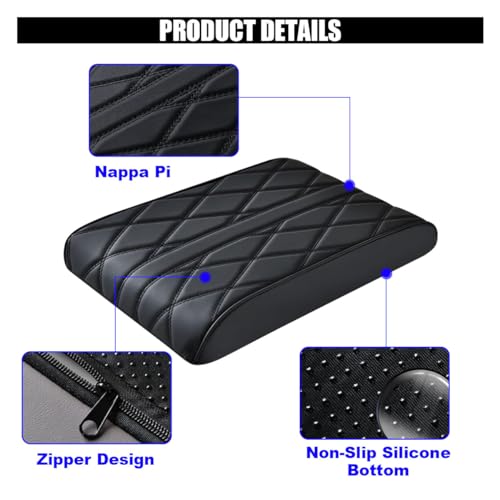 Car Center Console Cover Pad, Leather Auto Console Arm Rest Cover, Waterproof Car Armrest Seat Box Cushion Protector, Memory Foam Armrest Pillow for Most Cars - color: Black