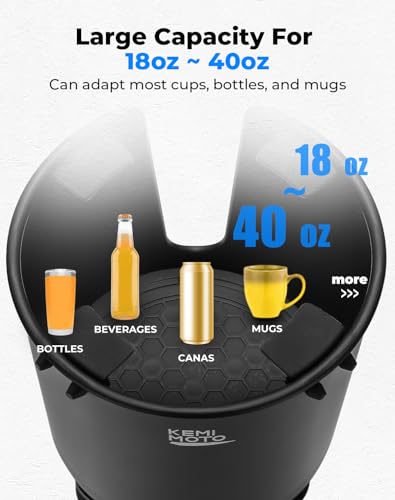KEMIMOTO Upgraded Car Cup Holder Expander Long Base Model, Compatible with Hydro Flasks Yeti Stanley, Large Cup Holder Adapt 18-40oz Bottles, Fits for Universal Vehicles, Golf Carts, UTVs