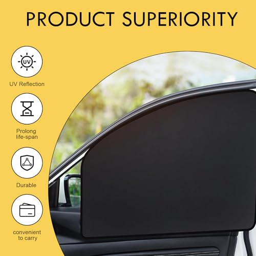 4 PCS Car Side Window Glass Sunshade, 24.41" x 18.9" x 12.99" Front Side Window + 31.5" x 18.9" Rear Side Window Privacy Protection Full Light Blocking Sunshade, for Most Cars (Black) - color: Black