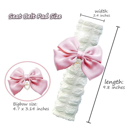 Fashion Big Bow Car Seat Belt Cover Pads (2 in a Pack), Car Accessories Seat Belt Shoulder Strap Protector Universal Seat Belt Cover (Pink) - color: pink