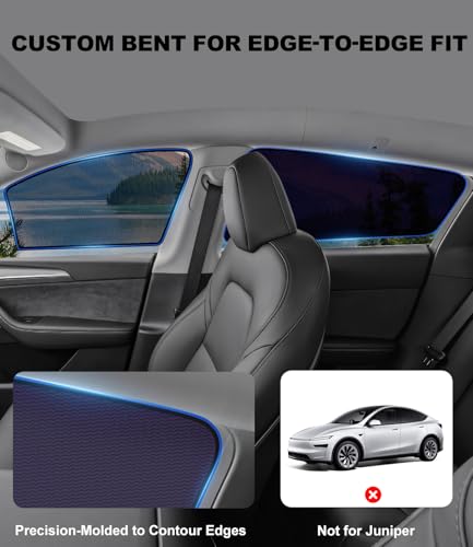 XCBYT Tesla Model Y Window Shades (2020–2026) - Static Cling Privacy Rear Side Window Covers, Clear Front Half Window Shades, Easy Install, No Residue (4 PCS) - size: Model Y(2020-2026 ) - 4pcs