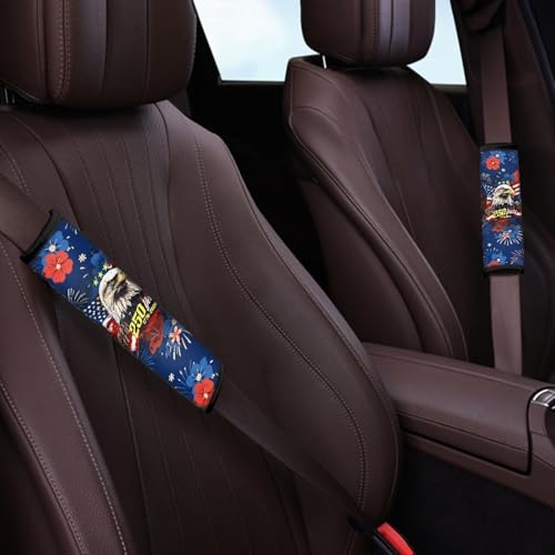 USA 250th Eagle 2 Pack Car Seat Belt Pad Cover Thickened Car Safety Seat Belt Strap Shoulder Pad Fashion Auto Interior Universal Fit Most Cars Women Men - color: USA 250th Eagle