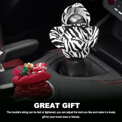 DXNQ Car Gear Shift Hoodie Cover, Fashionable Gear Shift Knob Protector, Zebra, 6.9 x 2.6 inches - color: Zebra
