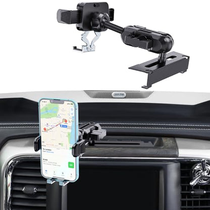 Kaishengyuan Metal Phone Mount for Ram Truck 2013-2018, Dash Mount Cell Phone Holder Compatible with RAM 1500/2500/3500 & 2019+ Classic, Metal Ball Adapter Phone Stand Arm Fit for Most Smartphones - style: Universal Mount