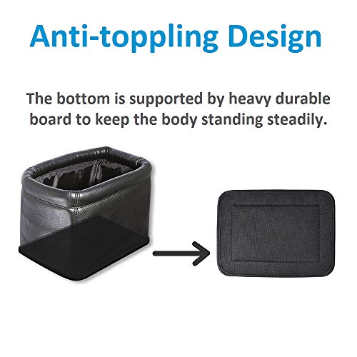Leather Car Trash Can, Luxury Car Organizer, Leakproof Garbage Can for Car and Trucks, Black - color: Black