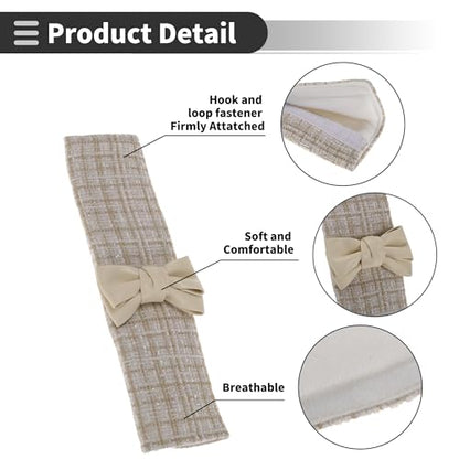 White Beige Seat Belt Cover Pad Polyester Cotton Linen 25cm Seatbelt Strap Cushion Shoulder Padding 2 Pcs