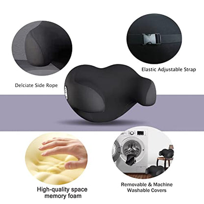 SPRFUFLY U-Shaped Car Headrest Pillow for Sleeping, 100% Memory Foam Car Pillow with Breathable Removable Cover, Ergonomic Design - Ideal Car Companion for Naps & Neck Pain Relief (Black, 1PC) - color: Pack of 1/Black/U-shaped
