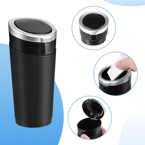 Car Trash Can Bin with Lid, 2 Packs Mini Leakproof Garbage Can for Vehicle, Cup Holder Trash Can, Small Trash Bin for Cars, Home, Bedroom, Office (Silver) - color: Silver 02