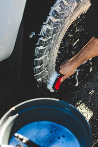 Detail Factory - ProGrip XL Tire Brush - Ergonomic ProGrip Handle - Stiff Synthetic Bristles to Cut Through Grime - Red and Black - color: Red, size: X-Large