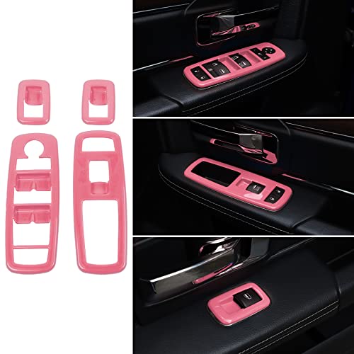 Voodonala Window Lift Switch Power Window Control Regulator Button Embellishment Trim for 2011-2025 Dodge Charger Durango, for 2010-2017 RAM, Interior Accessories ABS 4pcs - color: Pink, size: 2010-2017