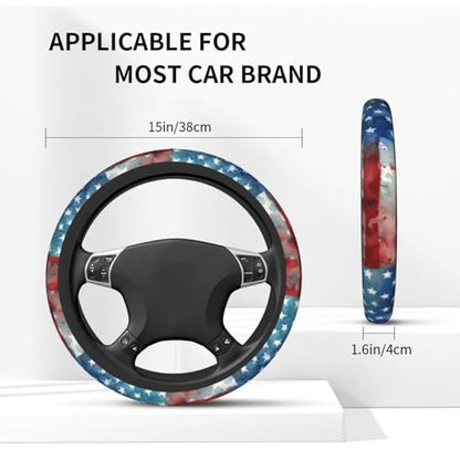 4th of July Flag Steering Wheel Covers Non Slip Neoprene Universal 15 Inch Steering Wheel Protector Car Cover for Men Women - color: 4th Of July Flag