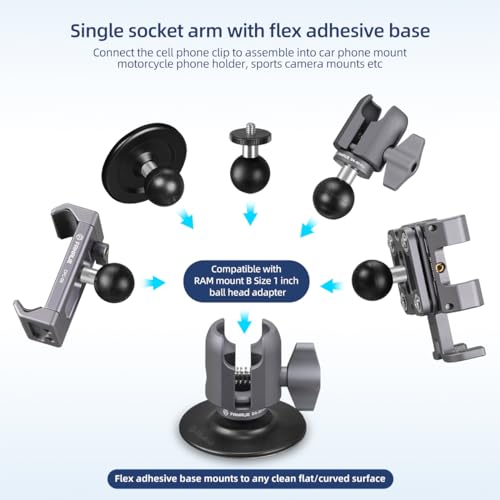 FANAUE SC-0380P Single Socket Arm Flex Holder Adhesive Base for RAM Mounts 1 inch Ball Head and Motorcycle Phone Mount, VHB Sticky Adhesive can Mounted on Windshields, Dashboards ect Car Accessories.