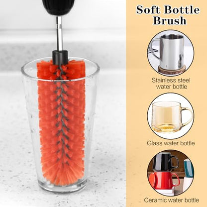 Drill Brush for Car Wheel and Bottle, Highly Dense and Durable Car Cleaning Brush for Wheels, Rims, Engines, Exhaust, Bottle - color: 1 Pack Red