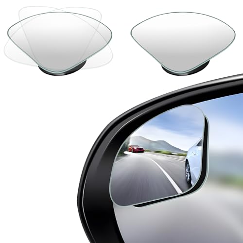 2 PCS Fan Shaped Car Blind Spot Mirrors, 360° Rotating HD Glass Frameless Auto Rear Blind Spot Mirror, Wide Angle Self Adhesive Convex Side View Mirror for Car SUV Truck - color: Fan Shape