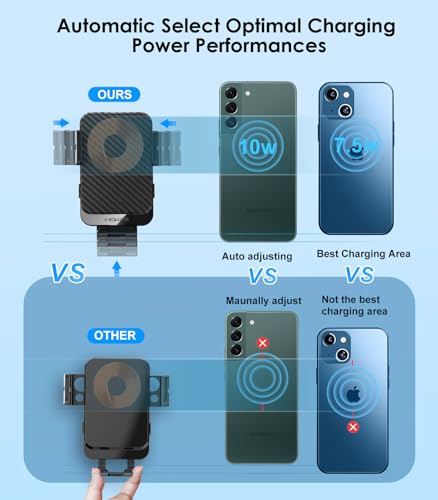 Wireless Car Charger, MOKPR 15W Fast Charging Auto-Clamping Car Charger Phone Mount Air Vent Cell Phone Holder Compatible iPhone 16/15/14/13/13 Pro/12 pro/12/11, Samsung Galaxy S23/S22/S21/S20, etc - color: Black