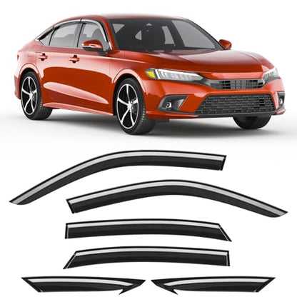 6-PCS Extra-Thick Rain Guards Fit for Honda Civic Sedan 2022-2026 Extra Durable Tape-on Window Rain Guard Window Deflectors Vent Shades Window Visor Vent Visors Exterior - size: Fit for 2022-2026 Honda Civic Sedan
