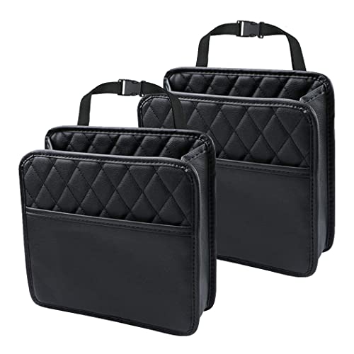 Car Back Seat Organizer, Hanging PU Leather Car Storage Bag, Compatible with Most Vehicles Interior Accessories Organizer (Black(2Pack)) - color: Black(2Pack)
