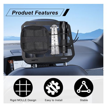 Vehicle Rigid MOLLE Panel, Headrest Organizer EDC Pouch Tool Holster, Tactical Gear Seat Back Rack Truck Equipment Mount Plate, Auto Interior Modular Storage Shelf Accessory (Headrest Panel) - size: Headrest Panel