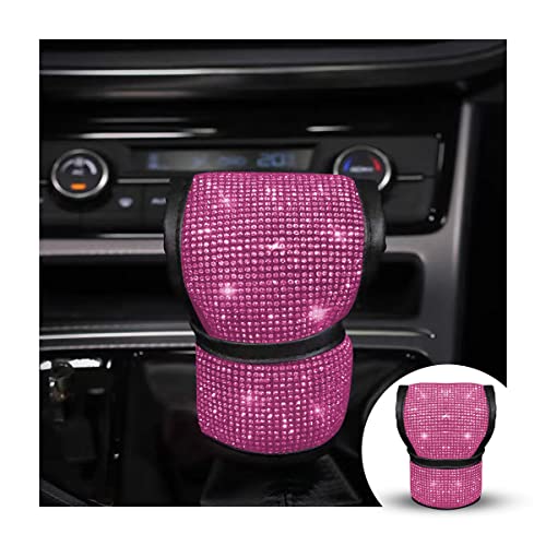 zipelo Bling Car Gear Shift Knob Cover, Rhinestone Anti-Slip Comfortable Handbrake Cover, Diamond Set Shifter Cover for Women, Auto Interior Accessories Universal Fit Van Truck - color: Pink