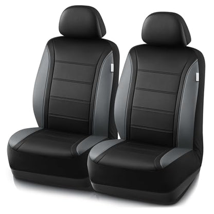 Road Comforts Leather Seat Covers, Breathable Car Seat Covers Front Seat for Men,Airbag Compatible, Automotive Seat Covers Set Universal Fit Most Cars,Vans,Truck,SUV - color: Gray Front
