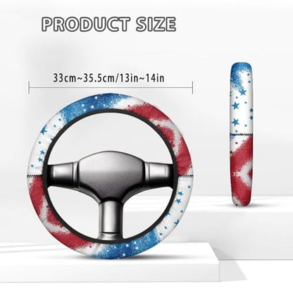 America Flag Red Blue Golf Cart Steering Wheel Cover Fit 13-14 Inch Anti-Slip Golf Car Accessories Steering Wheel Cover Odorless Breathable Wrap Cover Sweat Absorption - color: America Flag Red Blue