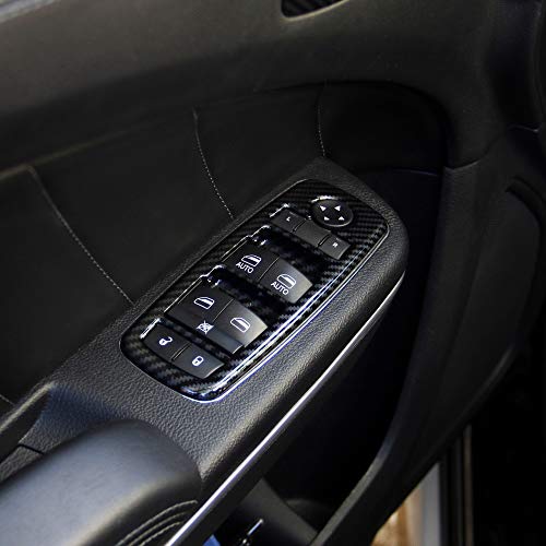 Carbon Fiber Window Lift Trim Switch Panel Cover Trim for Dodge Charger 2011+/ Chrysler 300 2015-2021 Black - color: Black