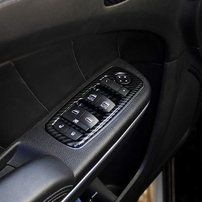 Carbon Fiber Window Lift Trim Switch Panel Cover Trim for Dodge Charger 2011+/ Chrysler 300 2015-2021 Black - color: Black